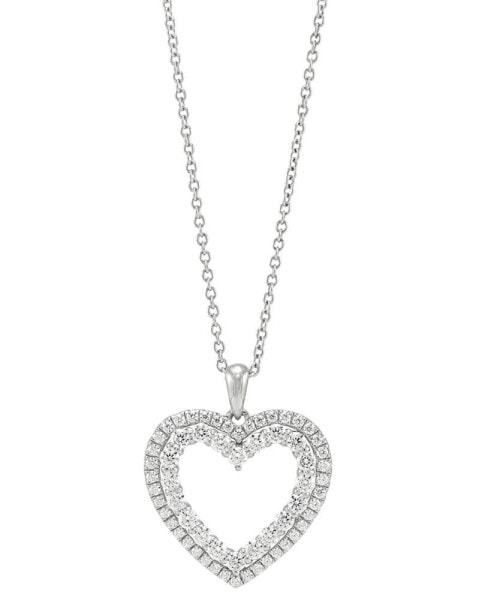 Diamond Double Heart Pendant Necklace (1 ct. t.w.) in 14k White Gold, 16" + 2" extender