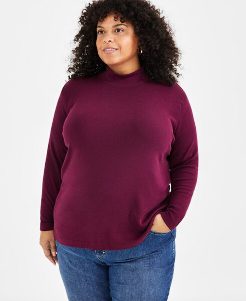 Plus Size Mock-Neck Top, Created for Macy's