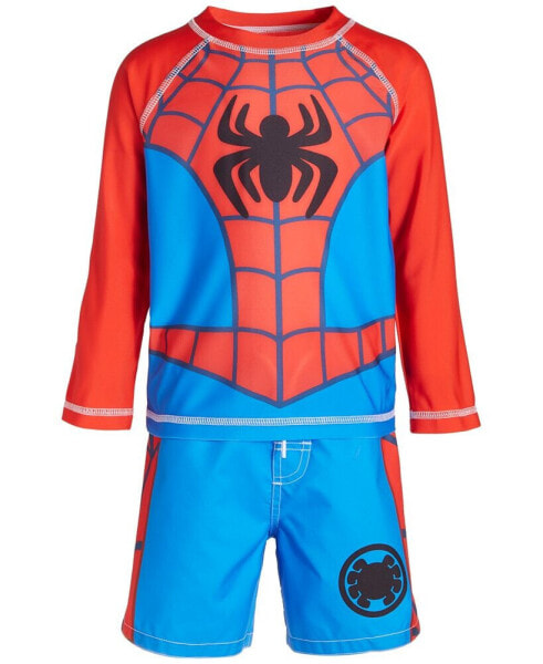 Toddler Boys Spider-Man Rash Guard & Swim Trunks, 2 Piece Set