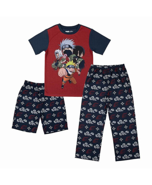 Пижама для мальчиков Naruto Boys Youth 3-Piece Sleep Set с футболкой, шортами и брюками для сна