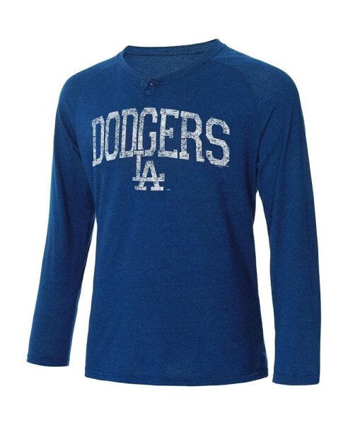 Men's Royal Los Angeles Dodgers Inertia Raglan Long Sleeve Henley T-shirt