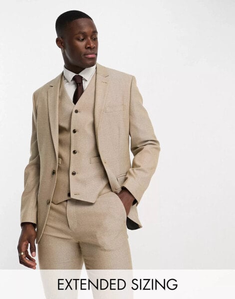 ASOS DESIGN skinny oxford suit jacket in toffee