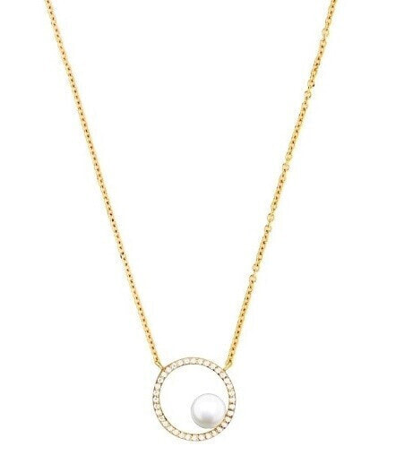 Decent Gold Plated Cubic Zirconia Pearl Necklace SC501