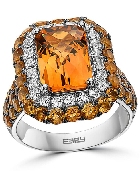 EFFY® Citrine (6-3/4 ct. t.w.) & White Topaz (5/8 ct. t.w.) Halo Statement Ring in Sterling Silver