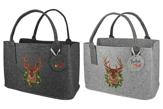 Filztasche HIRSCH Frohes Fest Shopping