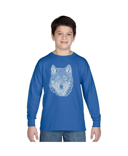 Big Boy's Word Art Long Sleeve T-shirt - Wolf