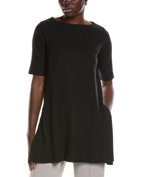 Eileen Fisher Bateau Neck Tunic Women's Black Xl