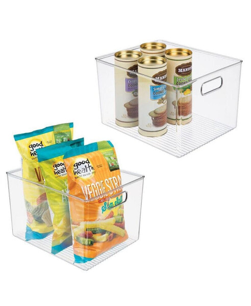 Plastic Kitchen Pantry Storage Organizer Container Bin - 2 Pack - Clear