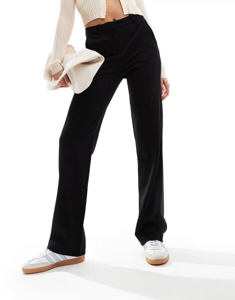 Vero Moda straight leg jersey trousers with belt loops in black