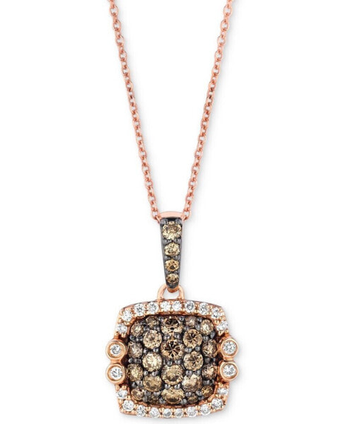 Le Vian chocolatier® Diamond Square Cluster 18" Pendant Necklace (7/8 ct. t.w.) in 14k Rose Gold