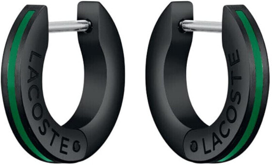 Men´s Black Lacoste Baselina Hoop Earrings 2040088