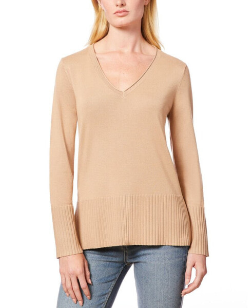 Women's V-Neck Wide-Hem Wide-Cuff Sweater