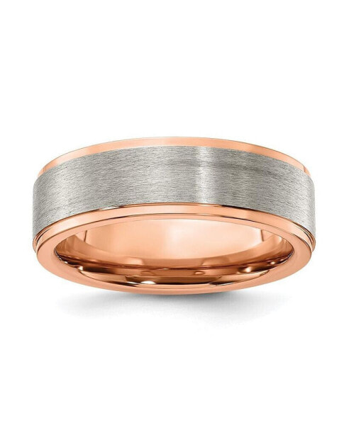 Titanium Brushed and Polished Rose IP-plated Wedding Band Ring