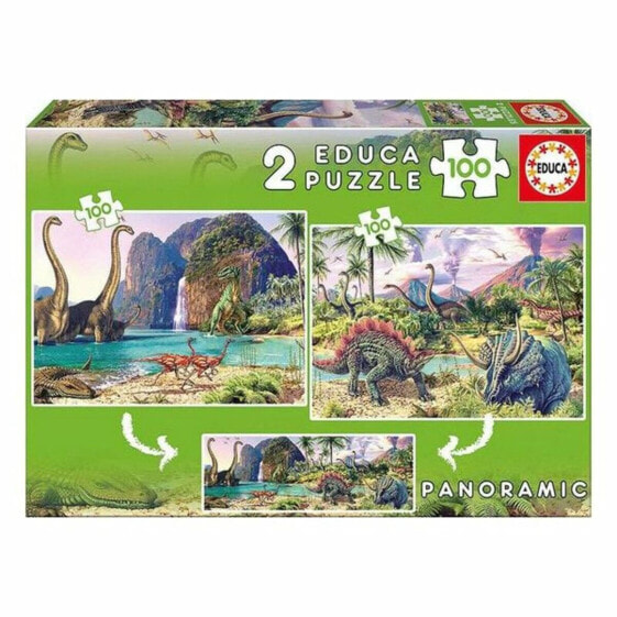 Детский пазл Educa Dino World 200 шт. (2 x 100 шт.)