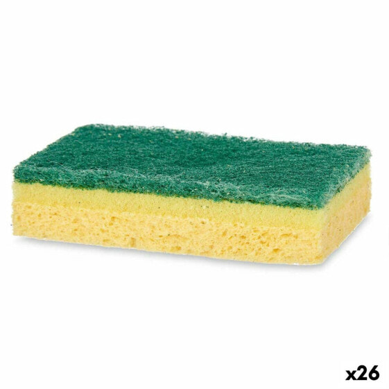 Набор мочалок жёлтый зелёный Целлюлоза Абразивное волокно 10,5 X 6,7 X 2,5 cm