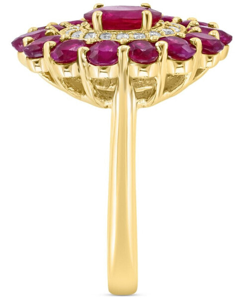 EFFY® Ruby (4-1/3 ct. t.w.) & Diamond (1/5 ct. t.w.) Flower Ring in 14k Gold