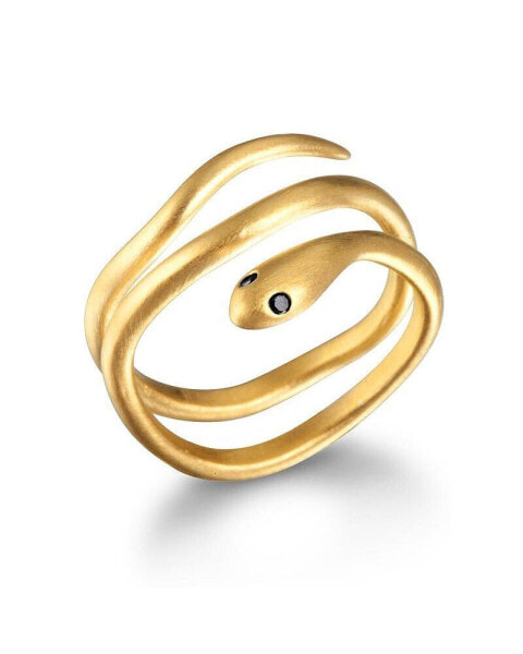 Gold Coils Black Snake Ring