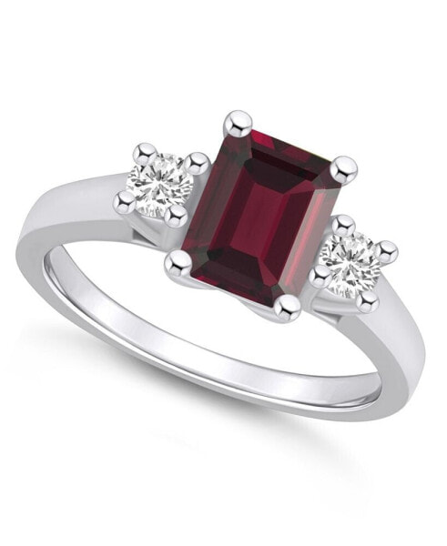 Кольцо Macy's Garnet and Diamond 14K White Gold