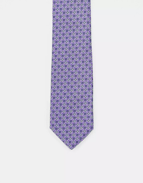 ASOS DESIGN tie with ditsy floral in purple