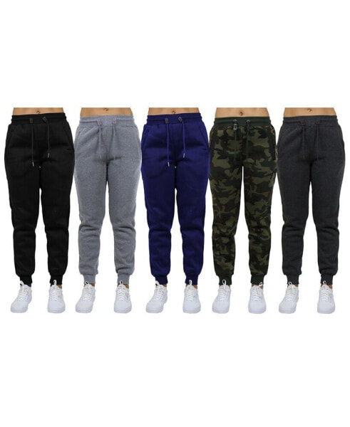 Women's Loose-Fit Fleece Jogger Sweatpants-5 Pack