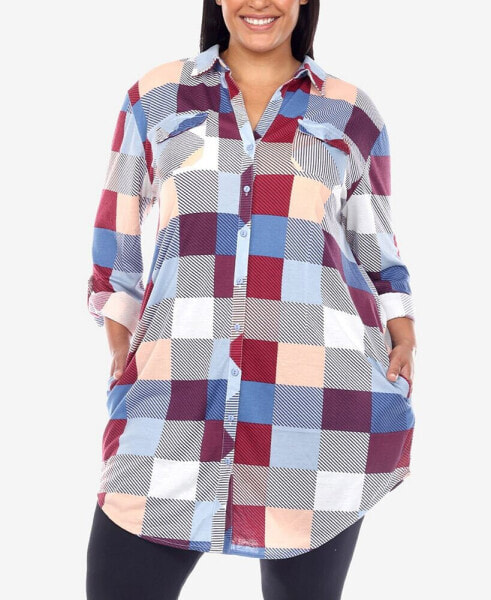 Plus Size Plaid Tunic Shirt
