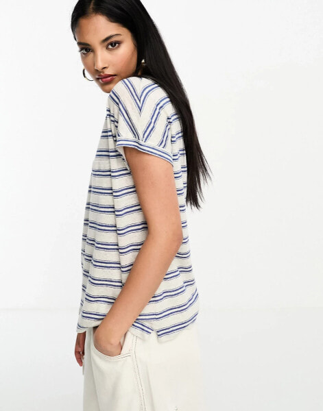 Whistles scoop neck stripe linen t-shirt in multi