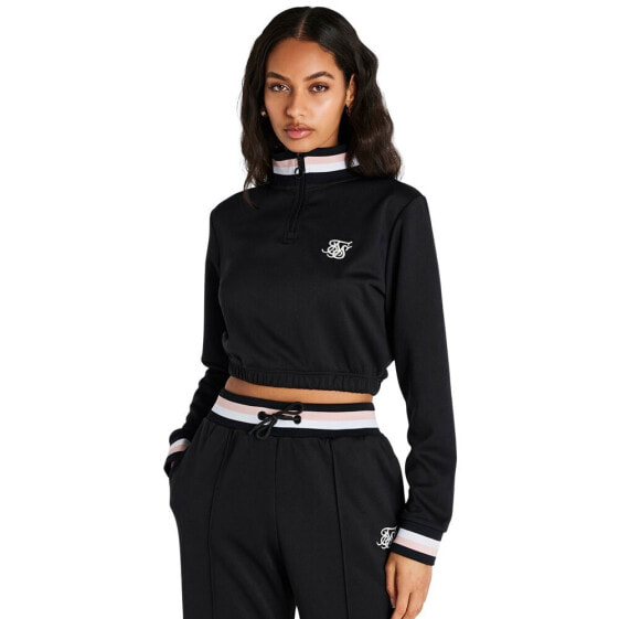 SIKSILK Varsity Cropped half zip sweatshirt