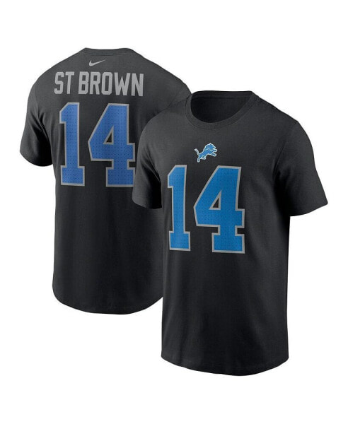 Nike Men's Amon-Ra St. Brown Black Detroit Lions Player Name Number T-Shirt