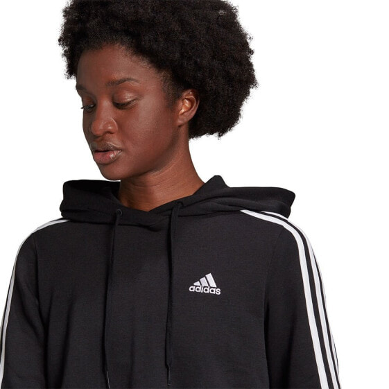 Adidas 3 stripe outlet cropped hoodie