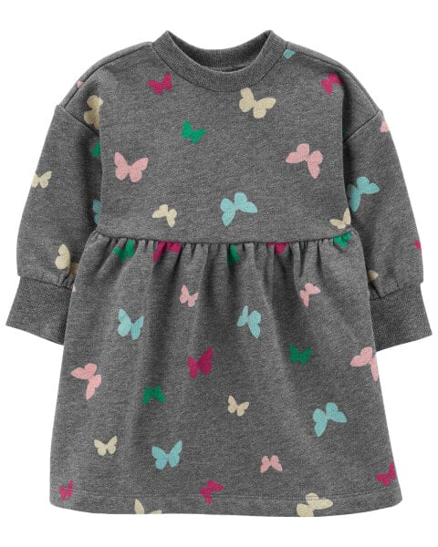 Baby Butterfly Long-Sleeve Velour Dress 3M