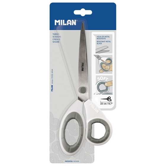 MILAN Blister Pack White Office Scissors 22 cm