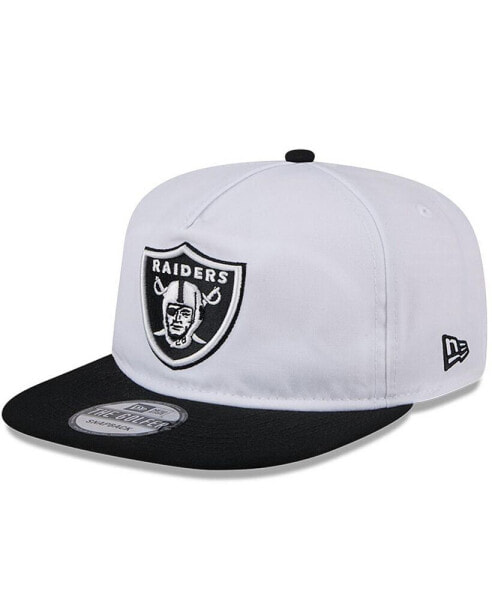 Men's White/Black Las Vegas Raiders 2024 NFL Training Camp Golfer Snapback Hat