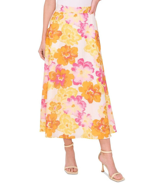 Women's Floral A-Line Midi Skirt