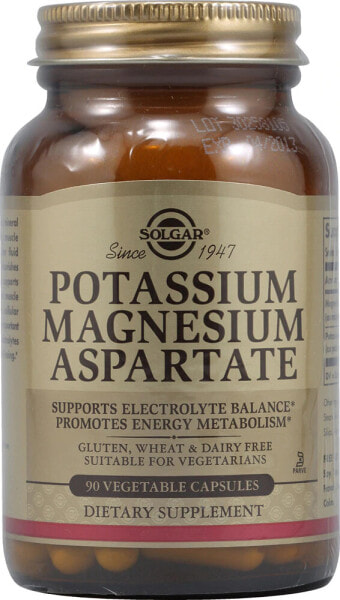 Solgar Potassium Magnesium Aspartate Аспартат калия и магния 90 вегетарианских капсул