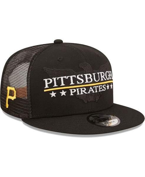 Men's Black Pittsburgh Pirates Patriot Trucker 9FIFTY Snapback Hat