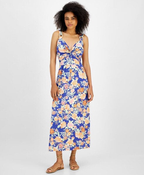 Women's Floral-Print Twist-Detail Maxi Dress