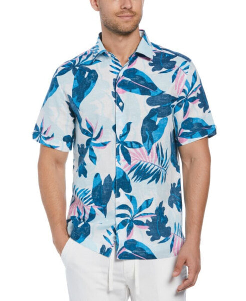 Рубашка мужская Cubavera в больших размерах с коротким рукавом и тропическим принтом из льна