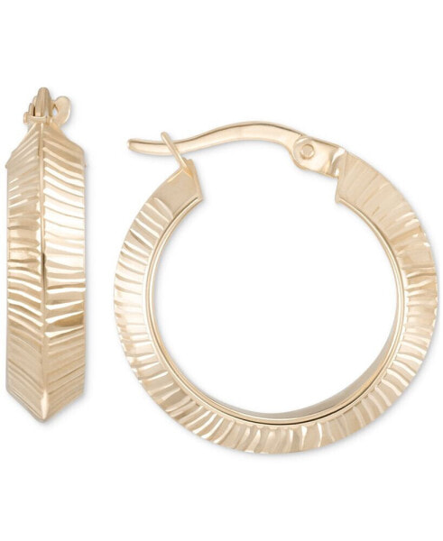 Textured Angular Small Hoop Earrings in 10k Gold, 7/8"