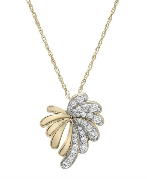 Wrapped diamond Palm Tree Pendant Necklace (1/5 ct. t.w.) in 10k Gold, 16" + 2" extender, Created for Macy's