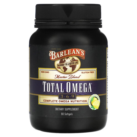 Витаминный комплекс Barlean's Master Blend, Total Omega 3-6-9, Лимонад, 90 гелевых капсул