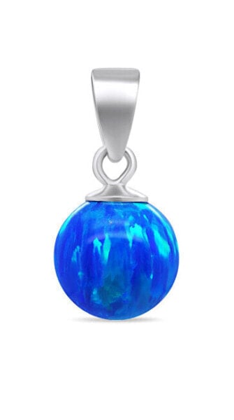 Modern silver pendant with blue synthetic opal PT110WB