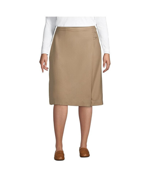 Plus Size School Uniform Solid A-line Skirt Below the Knee