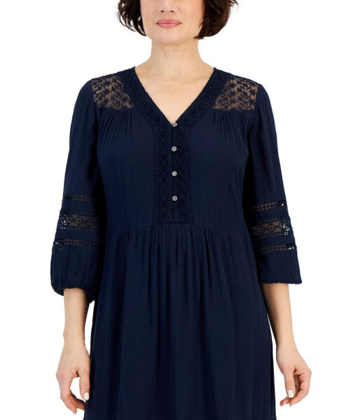 Petite Lace-Trim Dress, Created for Macy's