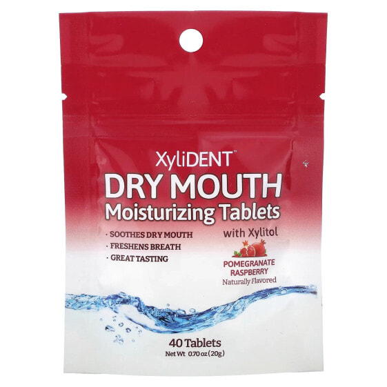Dry Mouth Moisturizing Tablets with Xylitol, Pomegranate Raspberry , 40 Tablets, 0.70 oz (20 g)