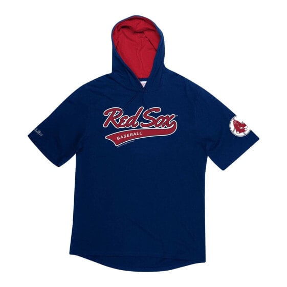 Mens Mitchell & Ness MLB Short Sleeve Hoody Boston Red Sox