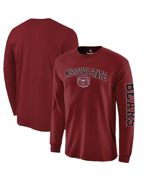 Men's Garnet Missouri State University Bears Distressed Arch Over Logo Long Sleeve T-shirt