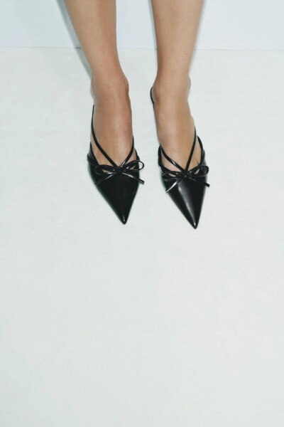 BOW DETAIL KITTEN HEEL SLINGBACK SHOES