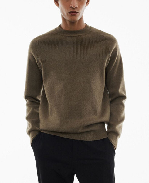 Свитер-пуловер MANGO с ребристыми деталями для мужчин