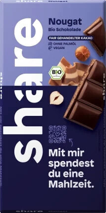 Schokolade, Nougat Edelbitter mit Nougatfüllung, vegan, 100 g