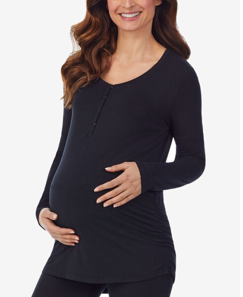 Тонкая растяжка материи Cuddl Duds для беременных женщин - кофта с длинным рукавом Henley